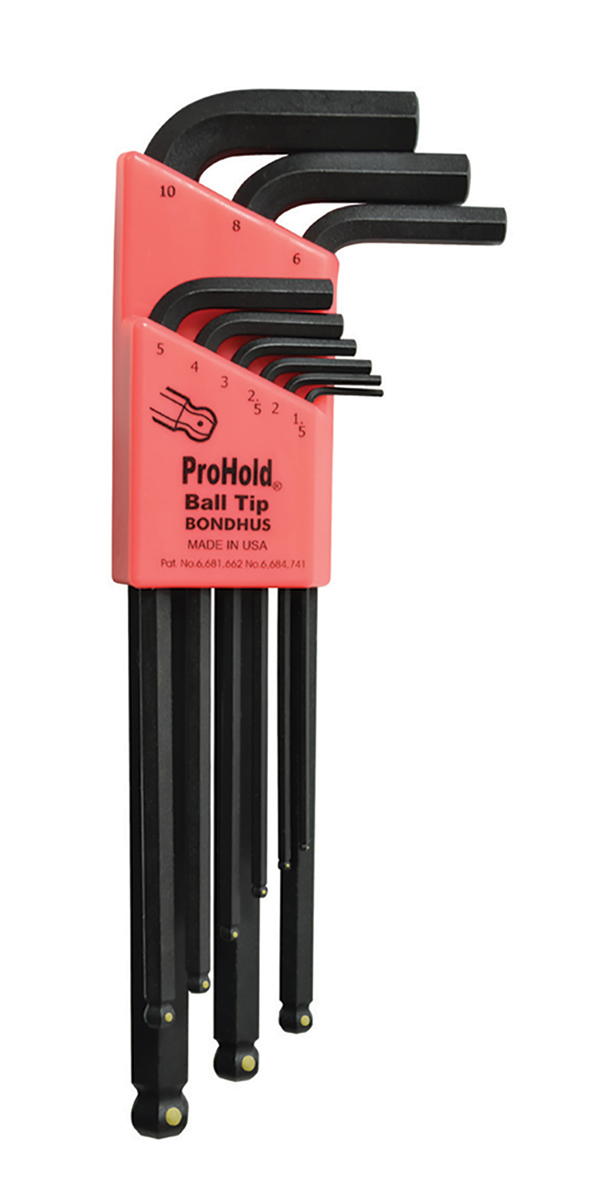 Bondhus 9 piece L Metric Hex Key Set, Hex size 1.5 → 10 mm