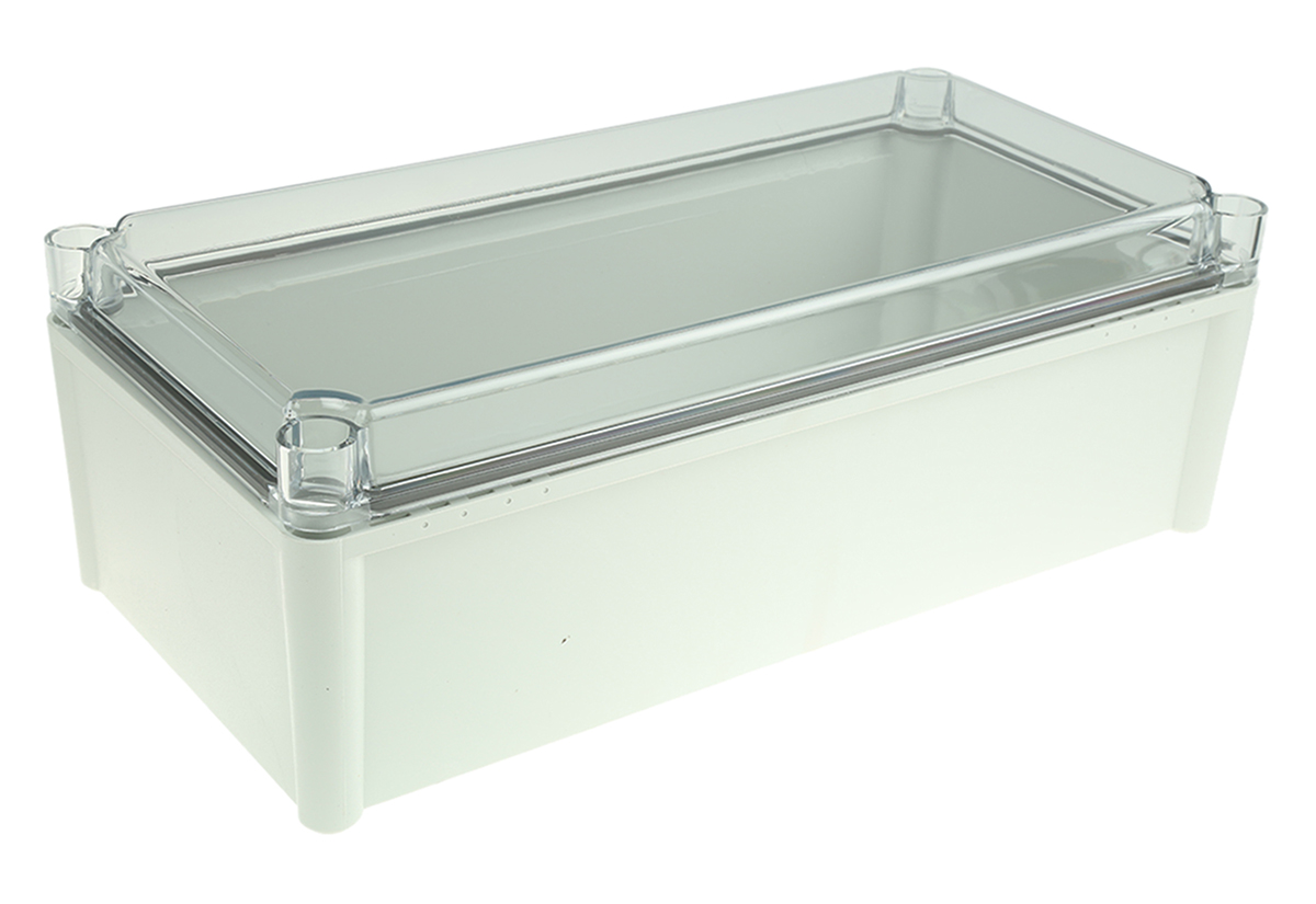 Fibox SOLID PC Series Grey Polycarbonate Enclosure, IP67, IP66, IK08, IK09 130 mm, 378 mm, 188 mm