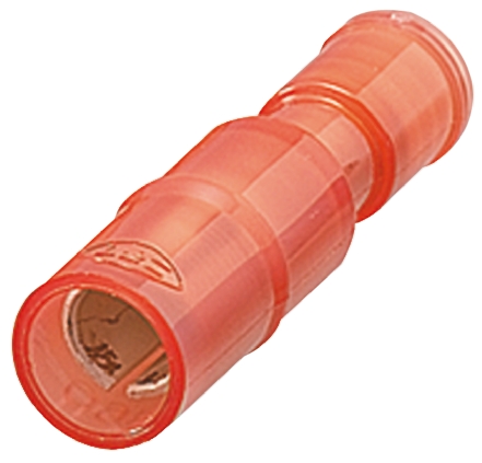 Nichifu, PC Insulated, Red Crimp Bullet Connector, 18 AWG to 16 AWG, 6.9 mm Bullet diameter Female