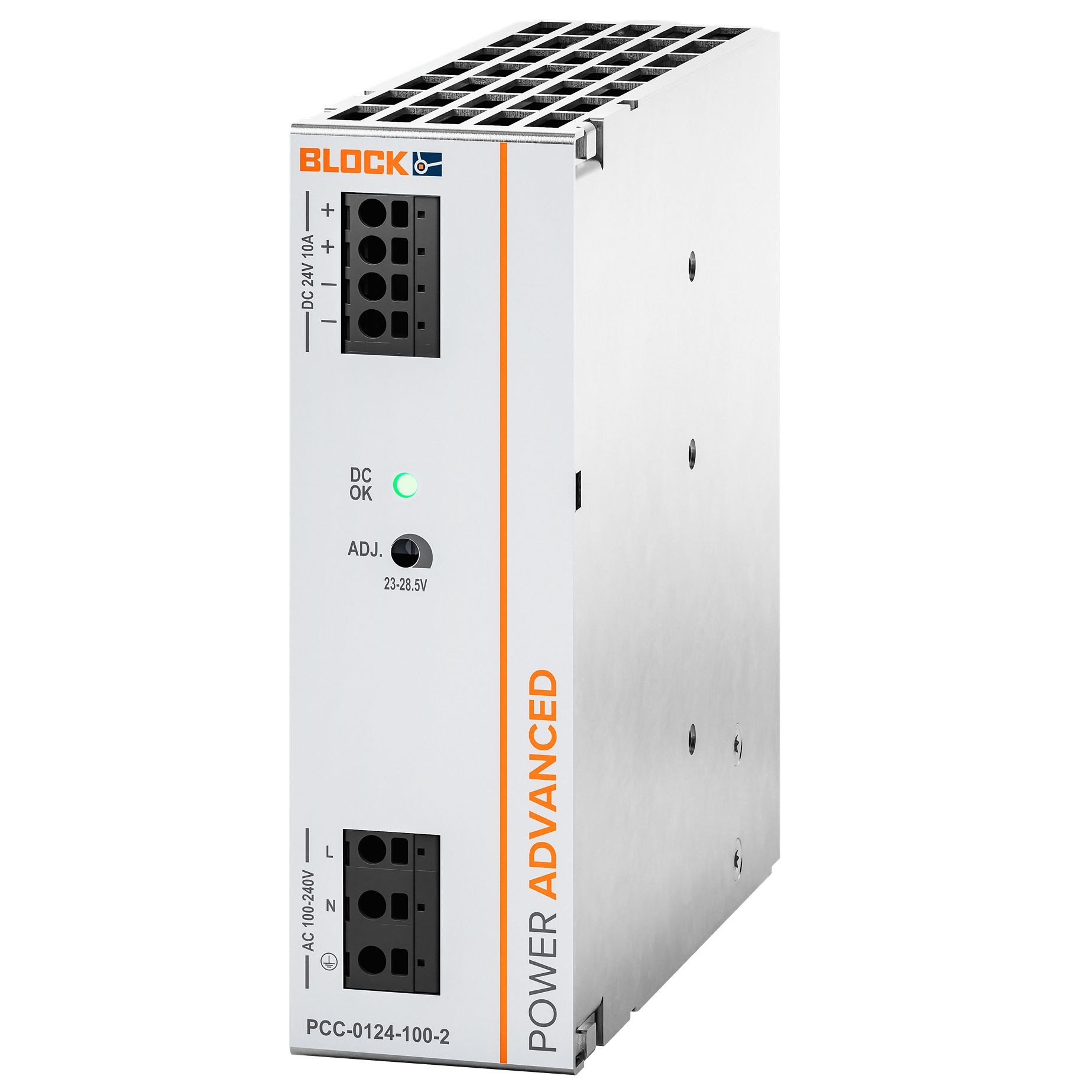 Block POWER ADVANCED Primary-Switched Mode Power Supply DIN Rail Power Supply 264V ac AC/DC Input 24V dc, 10 A Output DC