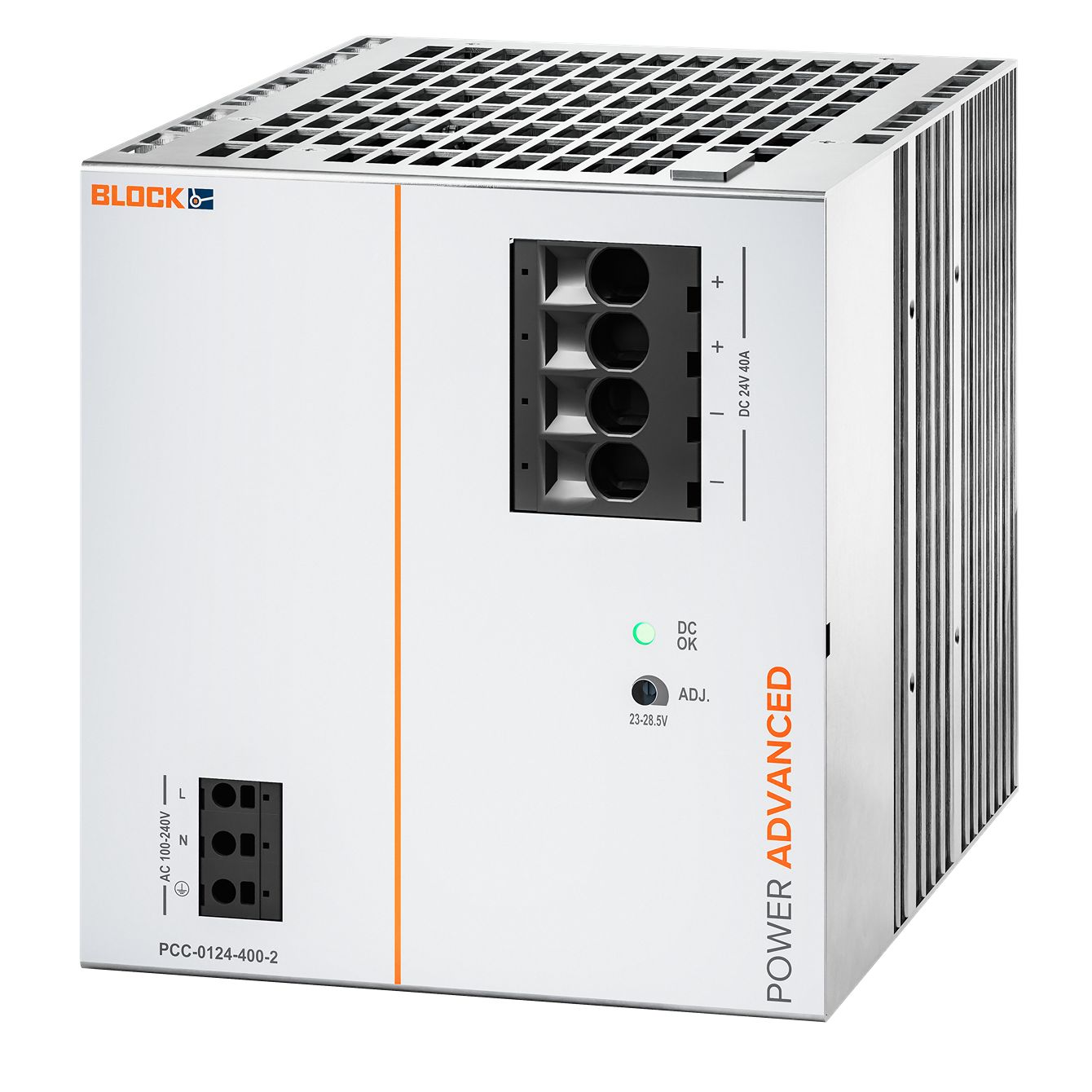 Block POWER ADVANCED Primary-Switched Mode Power Supply DIN Rail Power Supply 264V ac/dc AC/DC Input 24V dc, 40 A Output