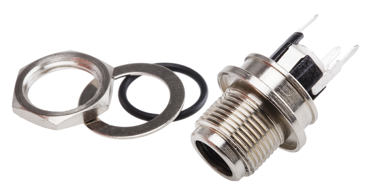 Switchcraft, PCL7 Straight DC Socket 5A, 30.0V, Panel Mount, length 26.3 mm, Silver, IP68