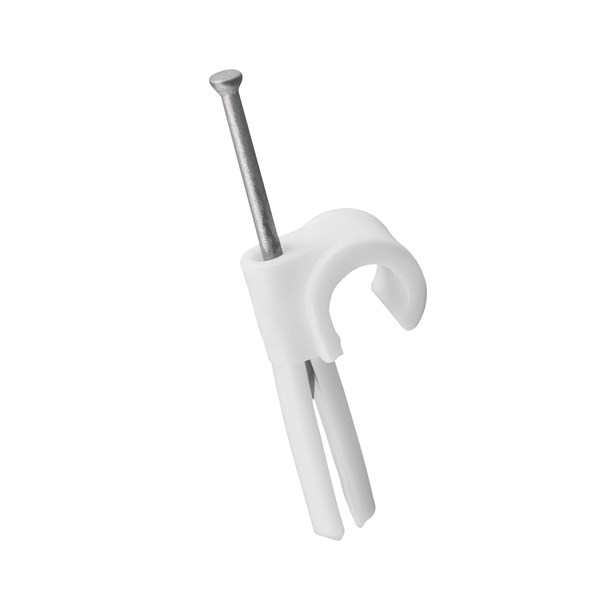 Nelco White Polyethylene Cable Clip, 10 mm Max. Bundle Plug-In 25 mm 8.2mm 10 mm