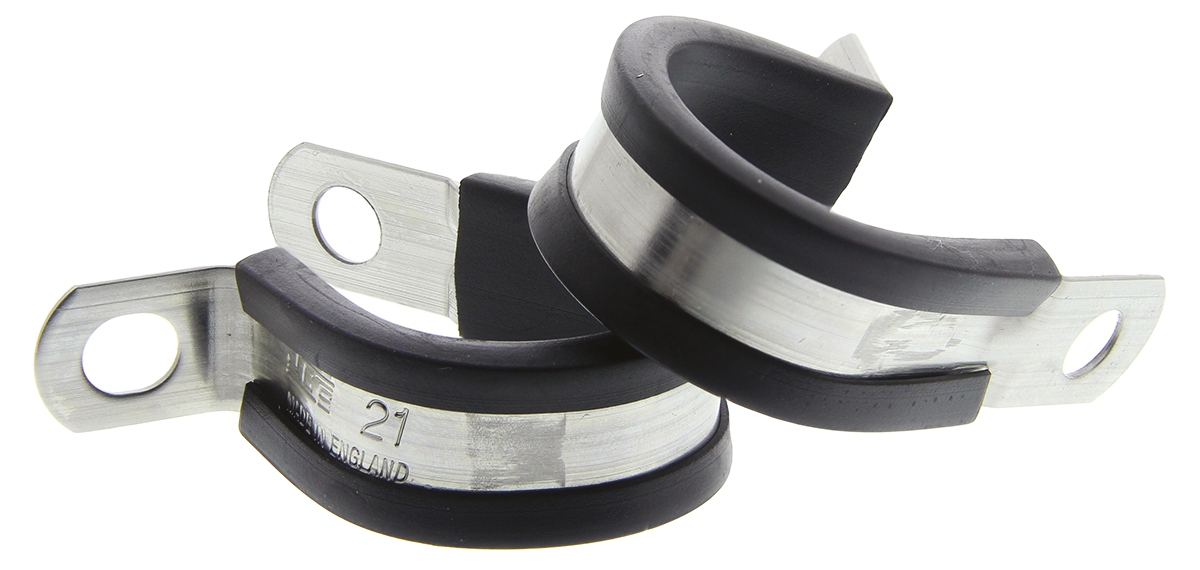 JCS 21 mm ID Black, Rubber, 304 Stainless Steel P-Clip