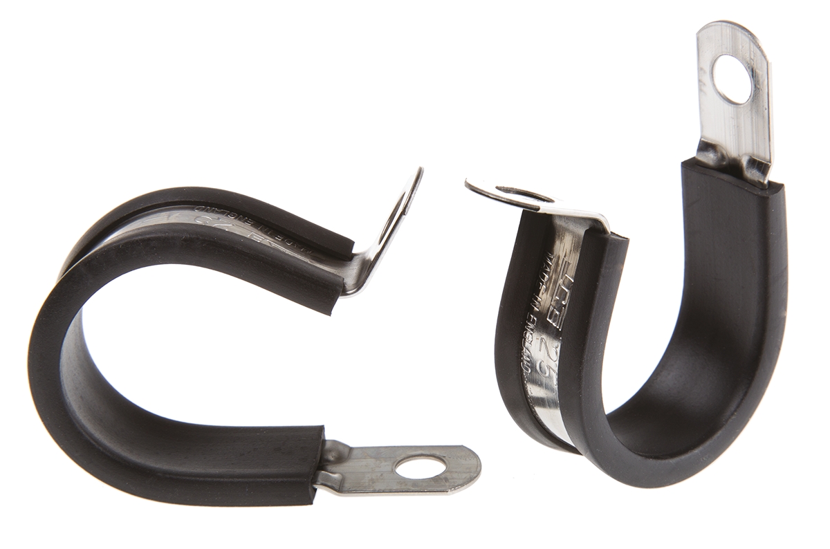 JCS 25 mm ID Black, Rubber, 304 Stainless Steel P-Clip