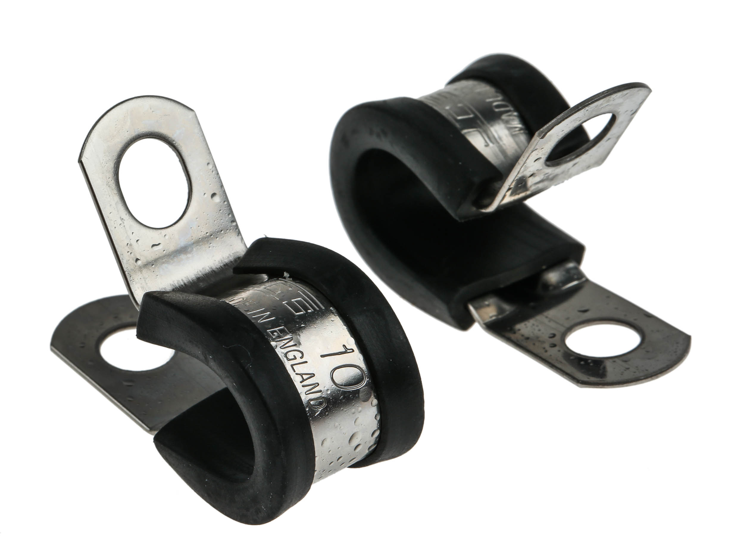 JCS 8 mm ID Black, Rubber, 304 Stainless Steel P-Clip