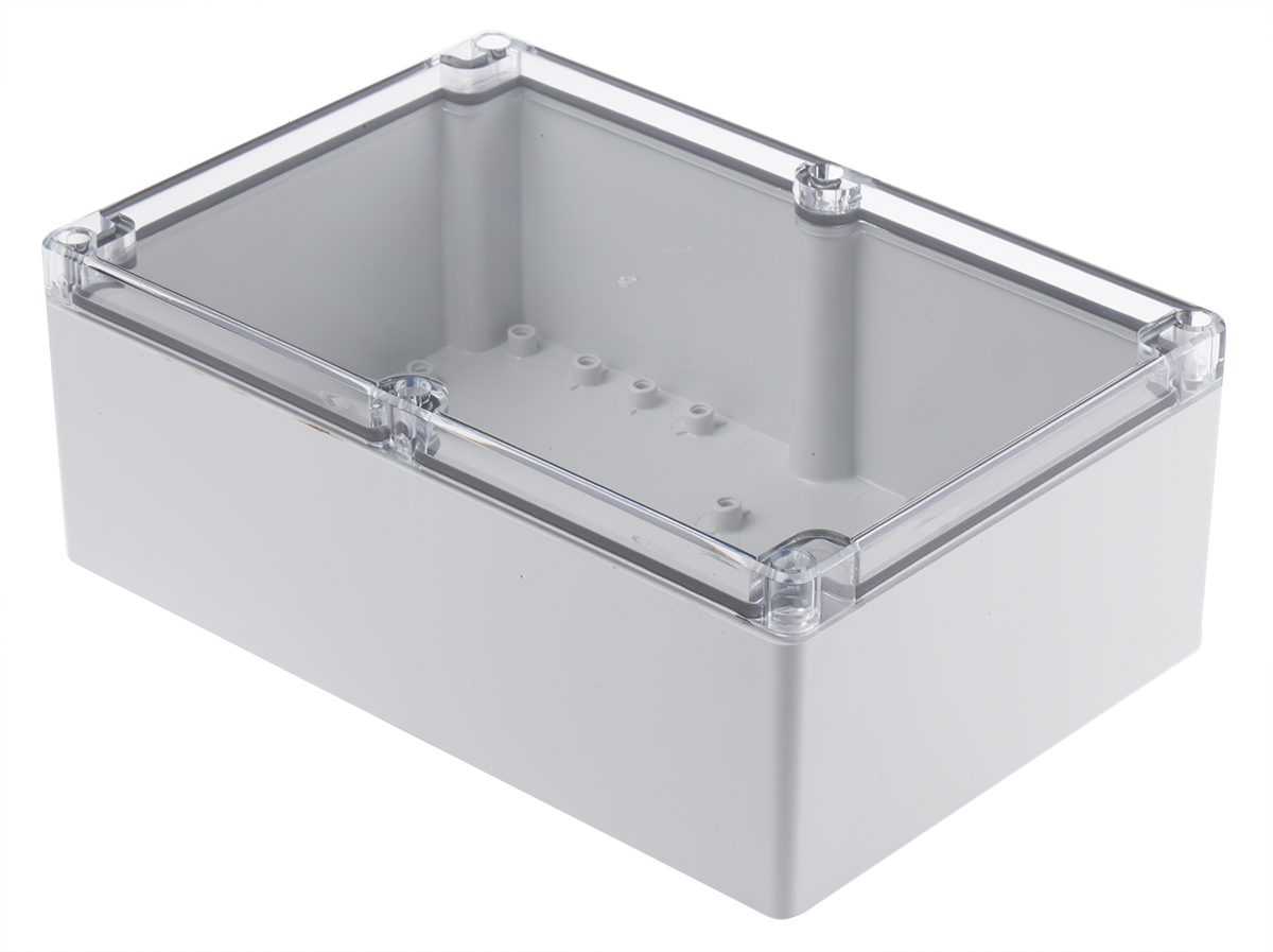 Fibox Transparent, Light Grey Polycarbonate Enclosure, IP66, IP67, IK07, IK08 90 mm, 244 mm, 164 mm
