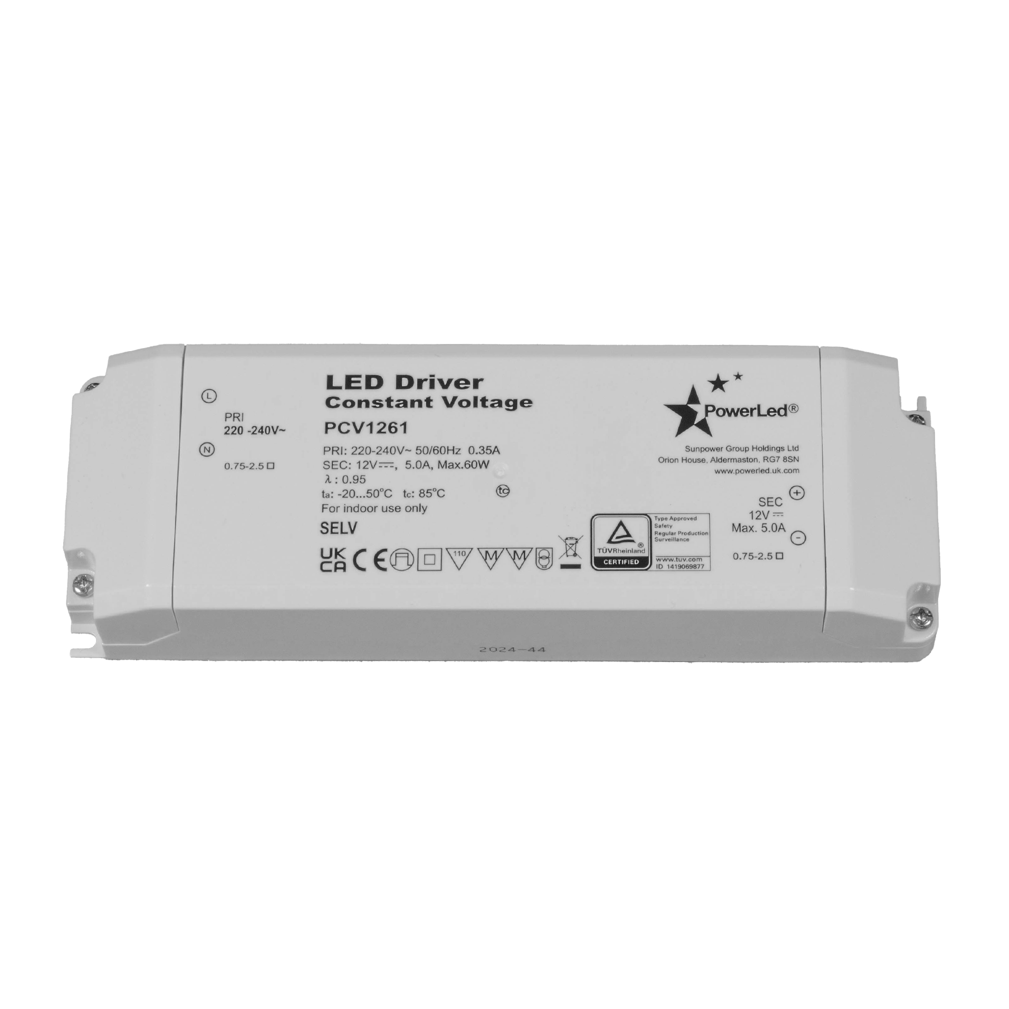 PowerLED LED Driver, 12V dc Output, 60 W Output, 5A Dimmable