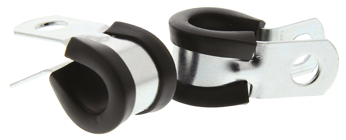 JCS 10 mm ID Black, Rubber, Zinc Plated Steel P-Clip