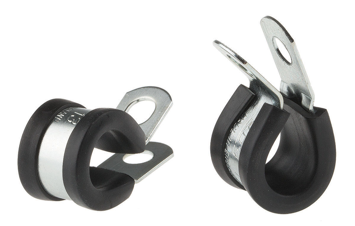JCS 13 mm ID Black, Rubber, Zinc Plated Steel P-Clip