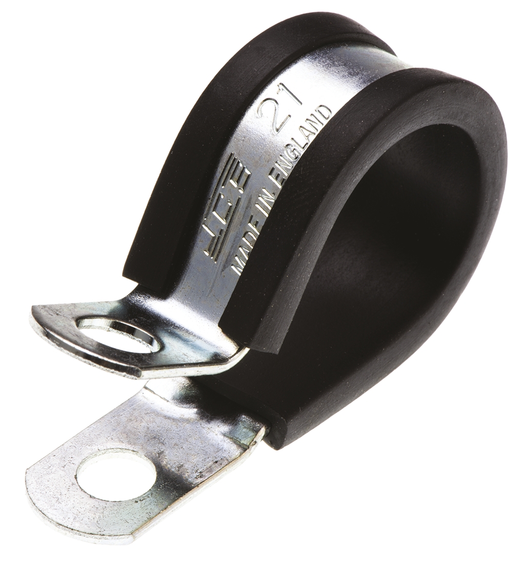 JCS 21 mm ID Black, Rubber, Zinc Plated Steel P-Clip