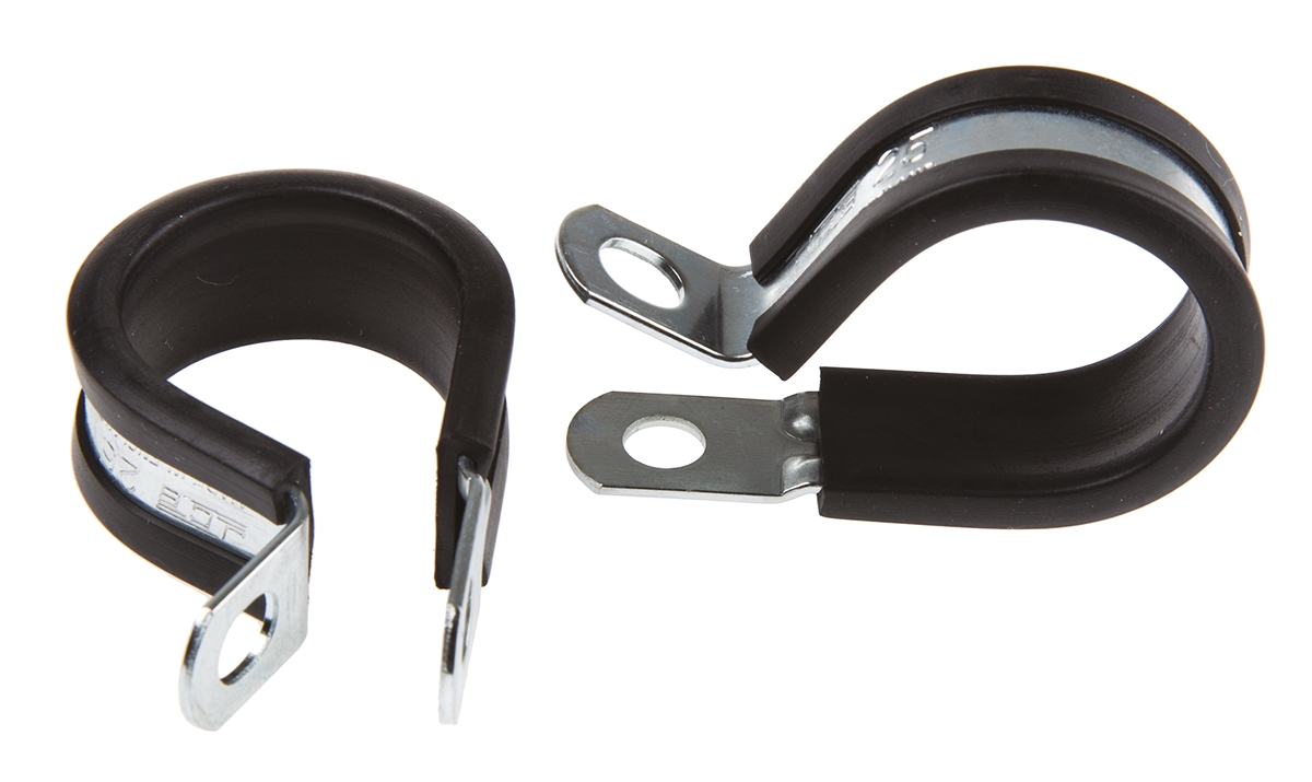 JCS 25 mm ID Black, Rubber, Zinc Plated Steel P-Clip
