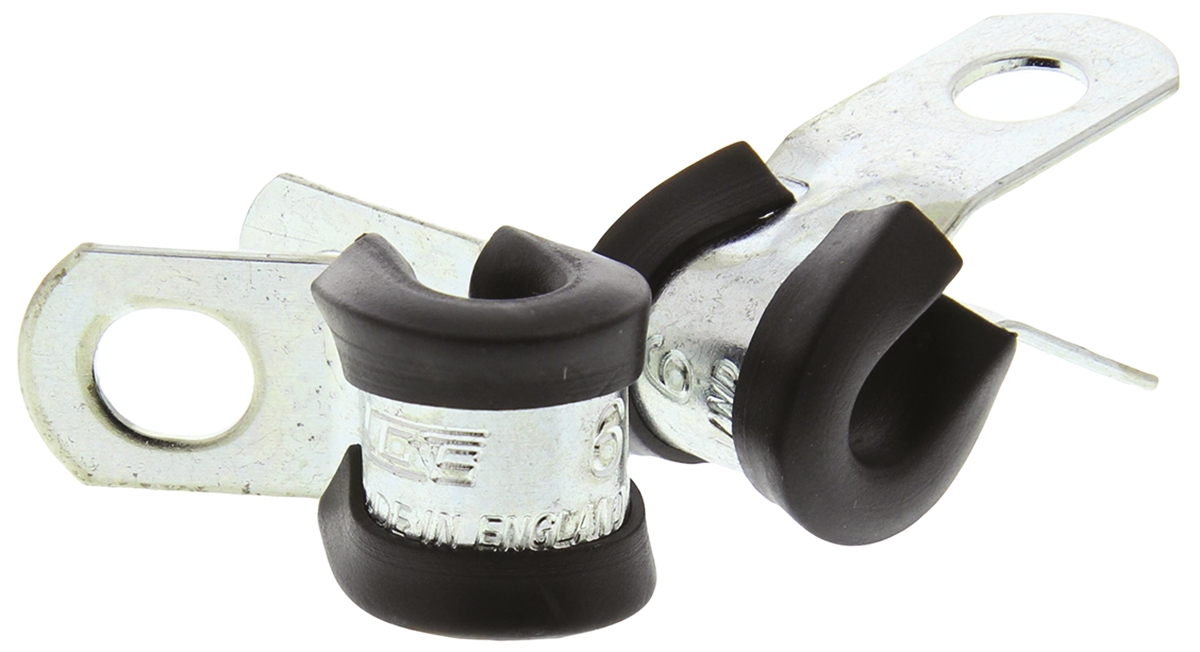 JCS 6 mm ID Black, Rubber, Zinc Plated Steel P-Clip