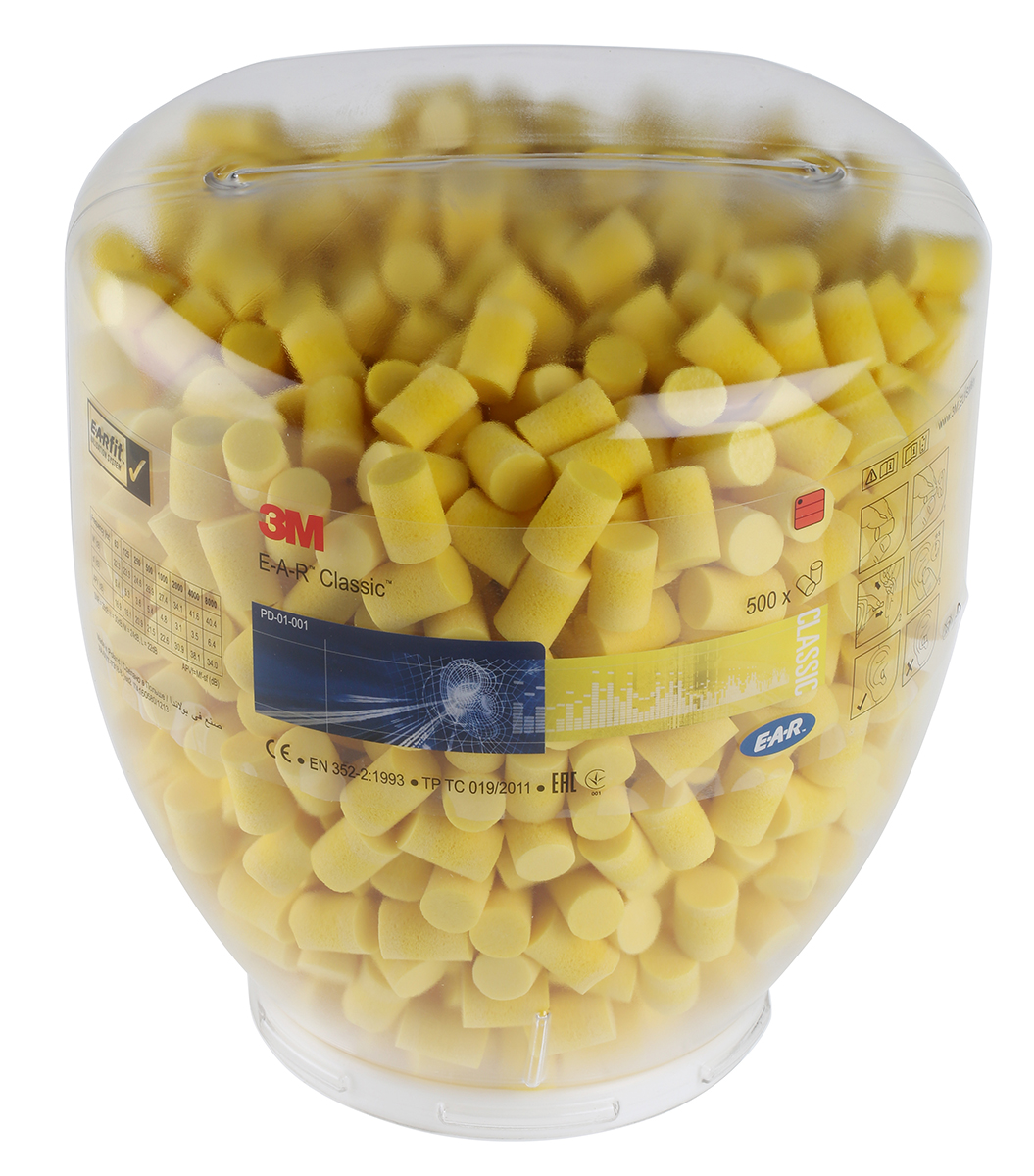 3M E.A.R Classic Series Yellow Disposable Ear Plugs, 28 dB Rated 500