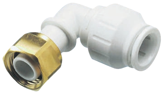 John Guest Plastic Pipe Fitting, 90° 1/2 in BSP Tap Adapter