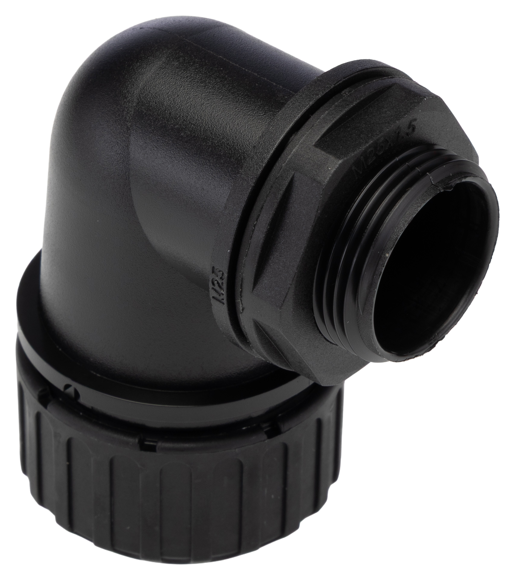 Adaptaflex Black, Conduit Fitting, 25 mm Nominal Size, M25, Polyamide 66, Black IP67 rating
