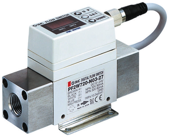 SMC PF2W7 Series Flow Controller, 16 L/min, PNP Output, 12.7 mm Pipe 24 V