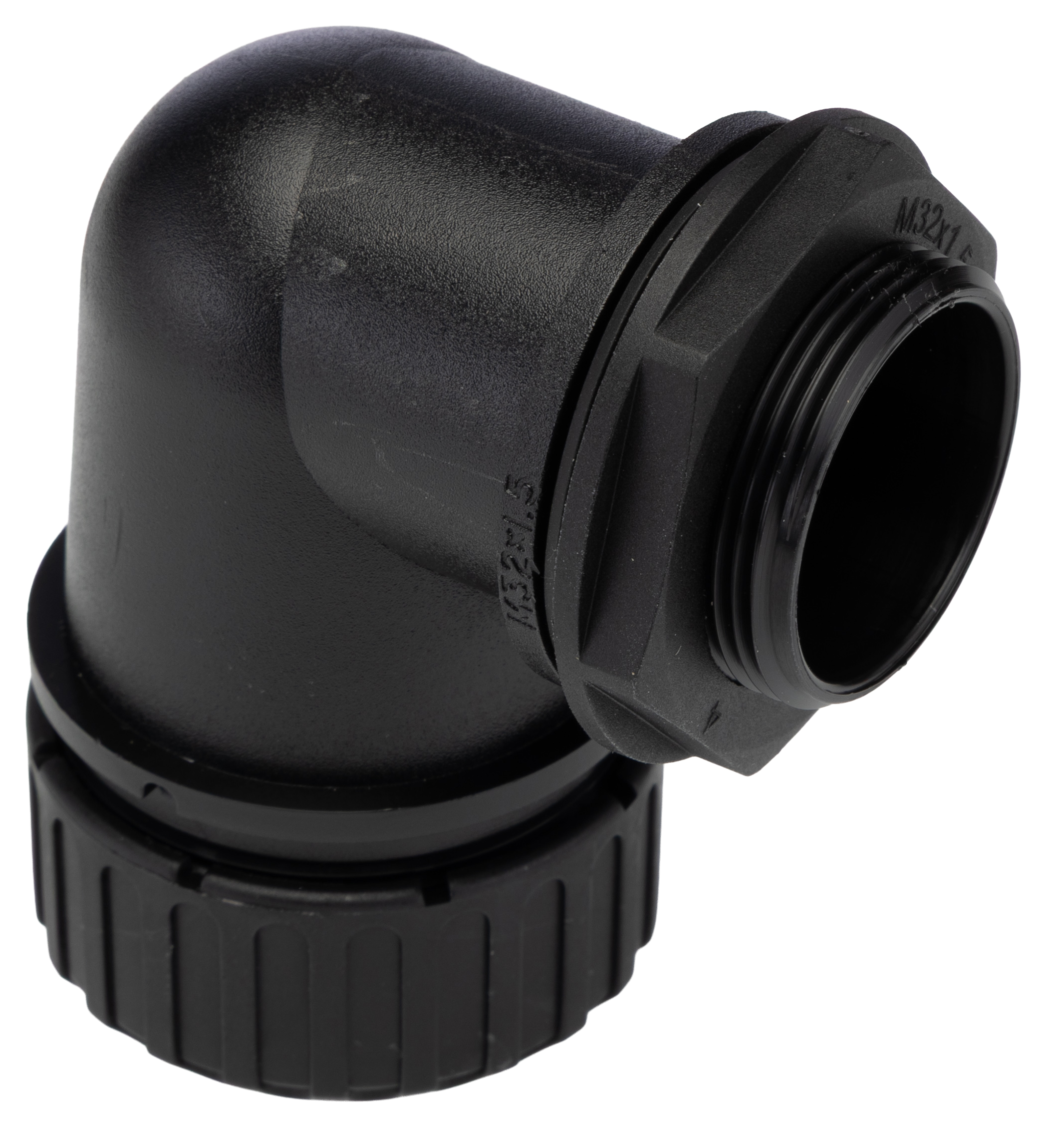 Adaptaflex Black, Conduit Fitting, 32 mm Nominal Size, M32, Polyamide 66, Black IP67 rating