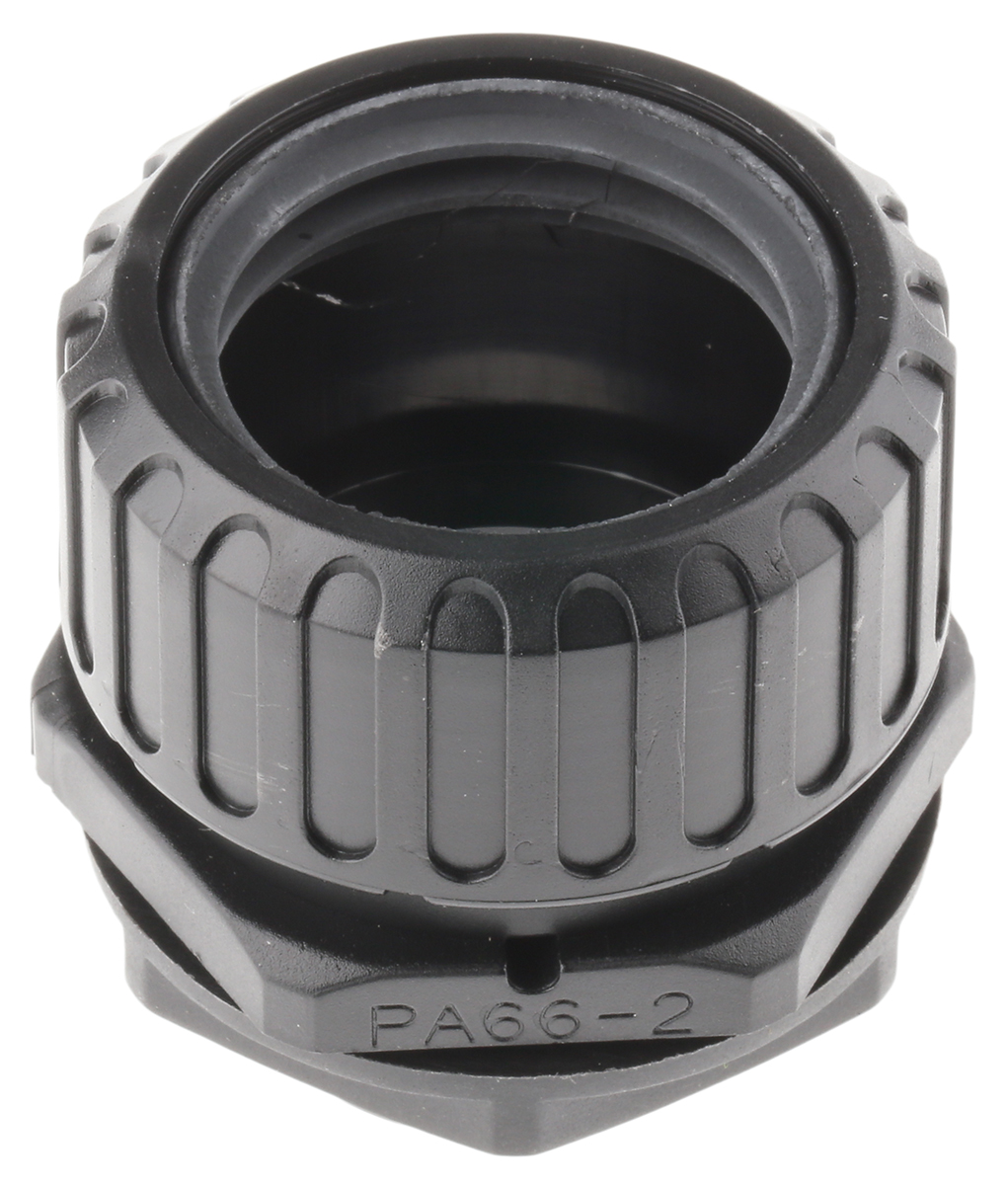 Adaptaflex Black, Conduit Fitting, 32 mm Nominal Size, M32, Polyamide 66, Black IP67 rating