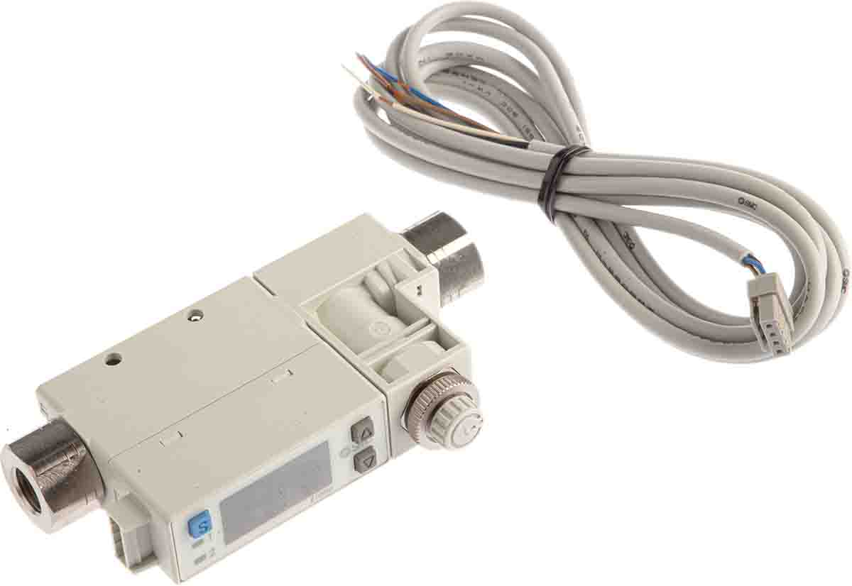 SMC PFM Series, Compact Flow Controller, 10 L/min, PNP Output, 0.125 in Pipe 24 V dc