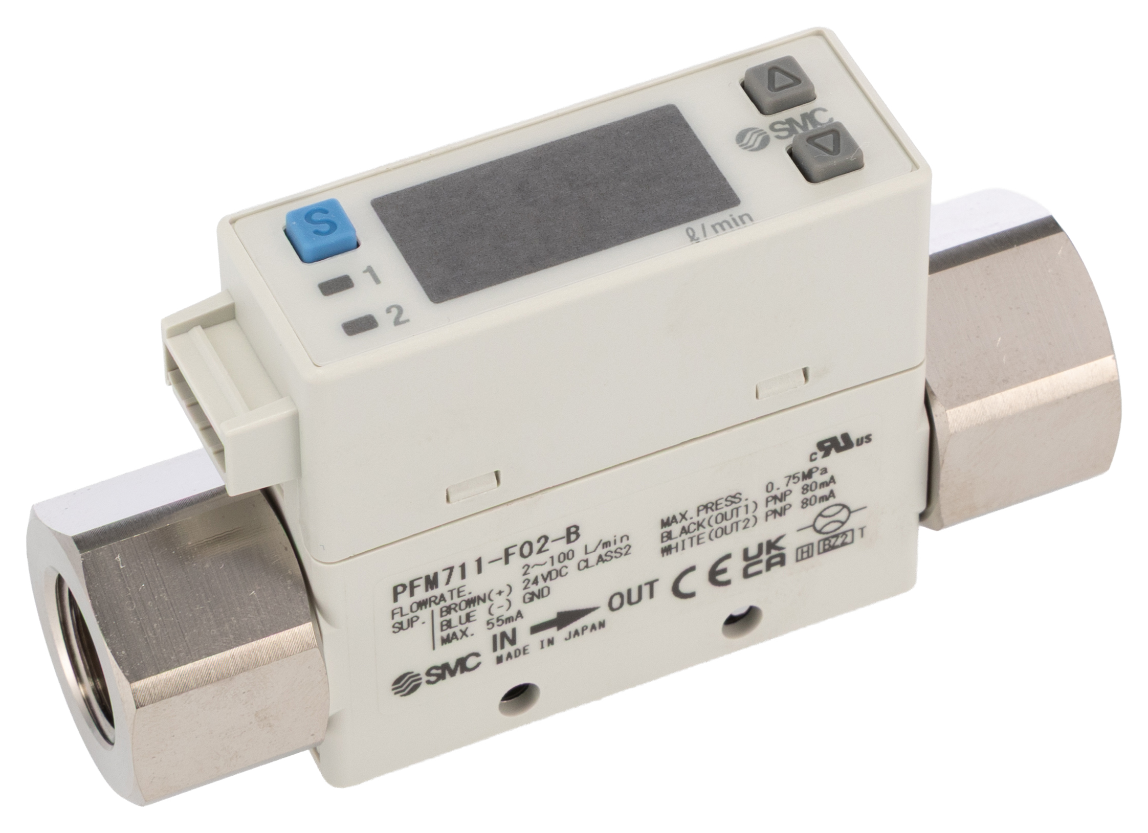 pfm711-f02-b SMC PFM Series Flow Controller, 100 L/min 24 V