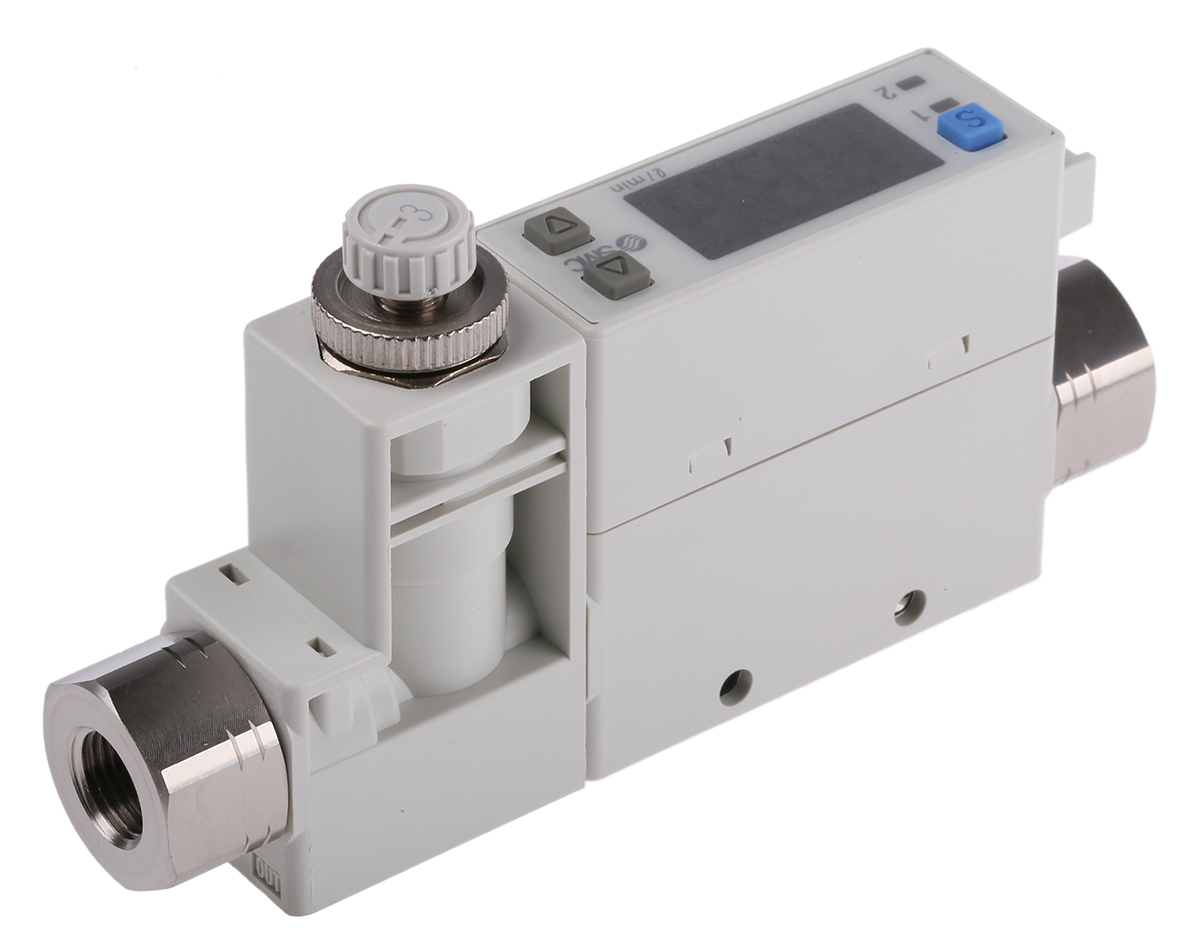 pfm750s-f01-b SMC PFM750 Series, Compact Flow Controller, 50 L/min, PNP Output, 0.125 in Pipe 24 V dc