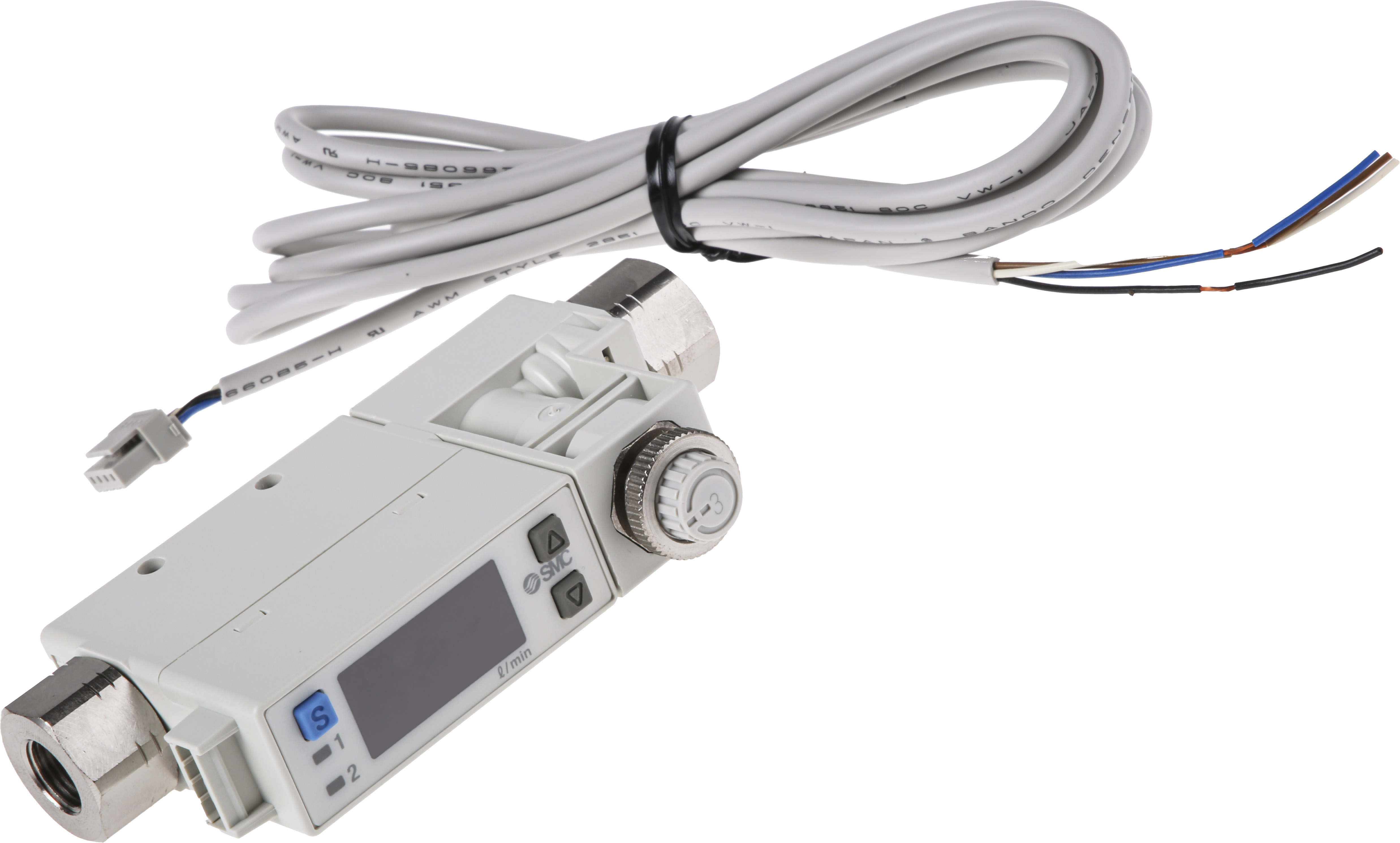 SMC PFM750 Series, Compact Flow Controller, 50 L/min, PNP Output, 0.125 in Pipe 24 V dc