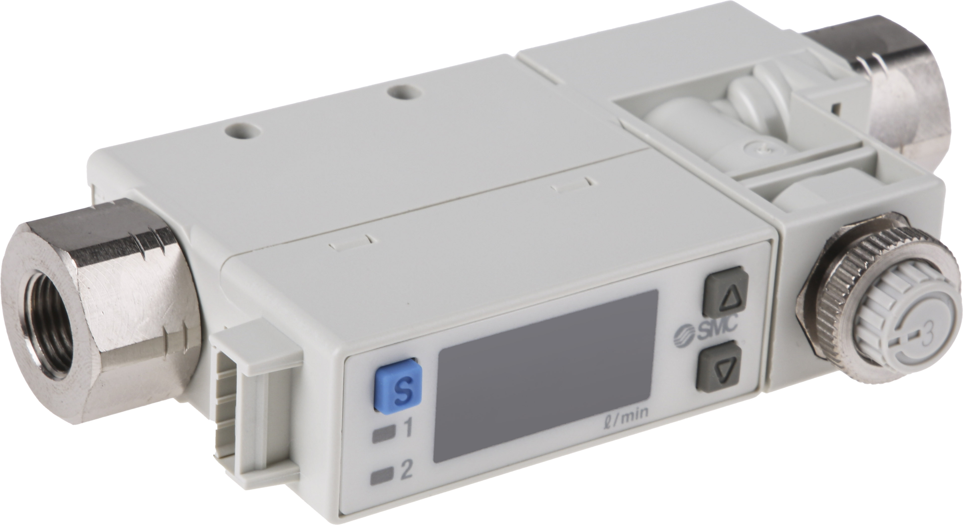 pfm750s-f01-f SMC PFM750 Series, Compact Flow Controller, 50 L/min, PNP Output, 0.125 in Pipe 24 V dc