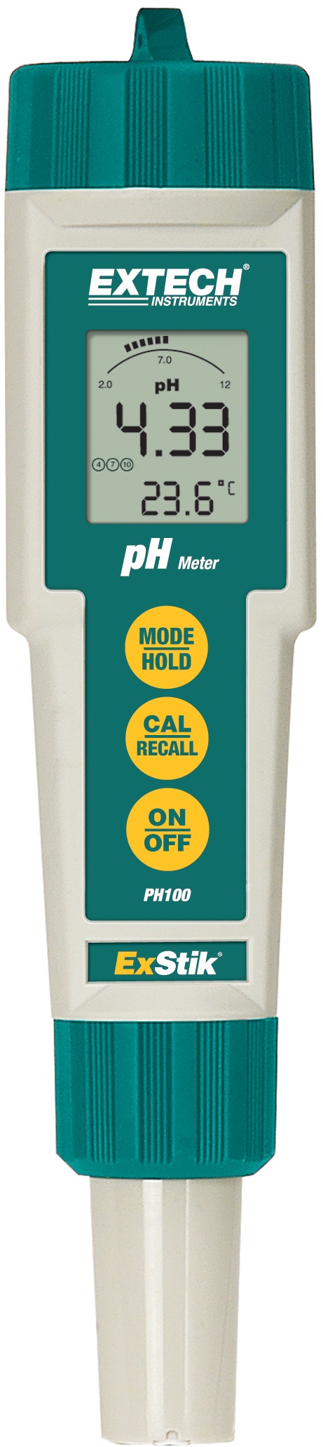 Extech PH100 pH Meter, ±0.01 pH Accuracy, 0.01 pH Resolution, 14 pH Max, 90 °C Max