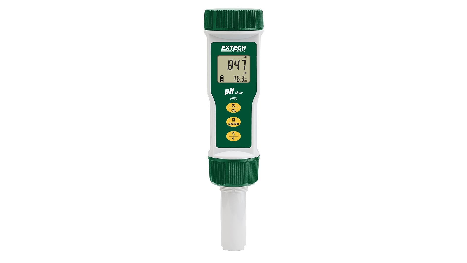 Extech PH90 pH Meter, 0.01 pH Accuracy, 0.01 pH Resolution, 14 pH Max, 90 °C Max