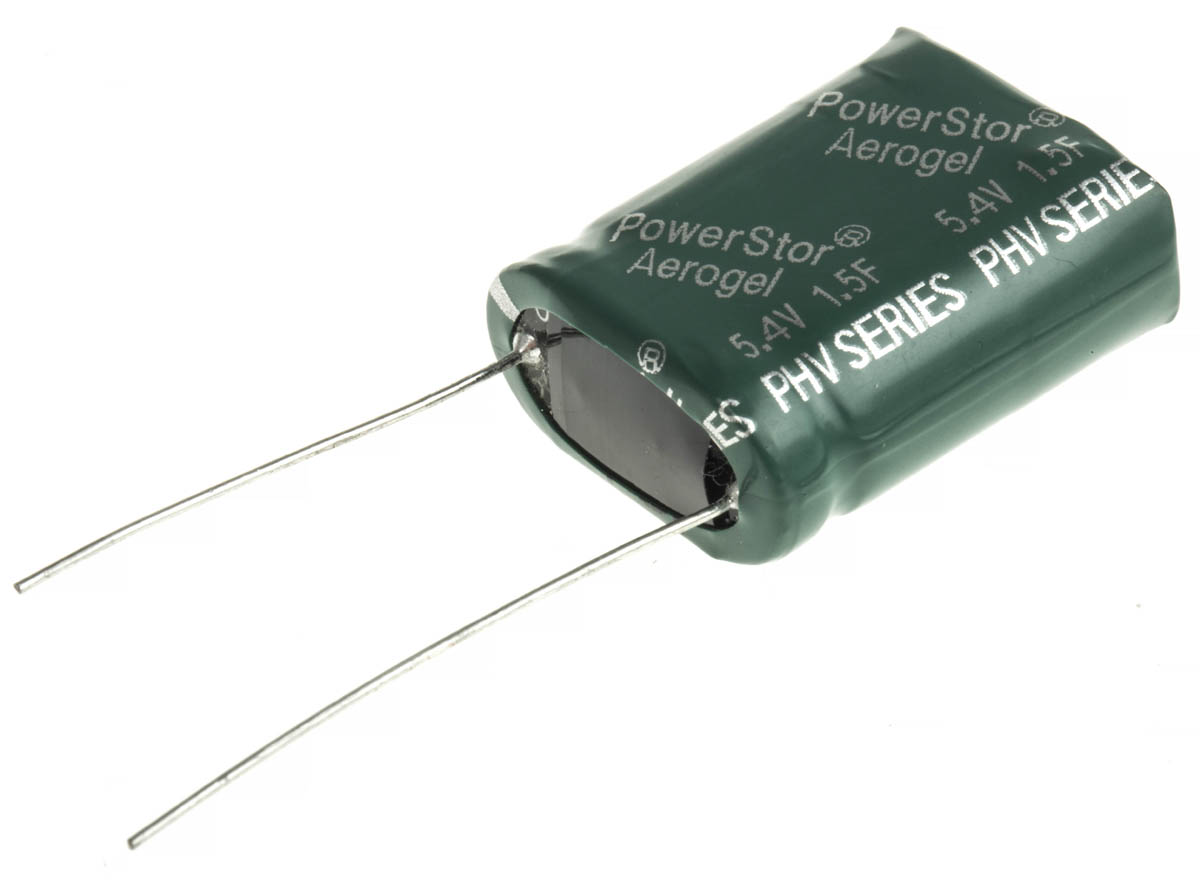 Eaton 1.5 F Supercapacitor -10 to 30 % Tolerance, Supercap PHV 5.4V dc, Through Hole