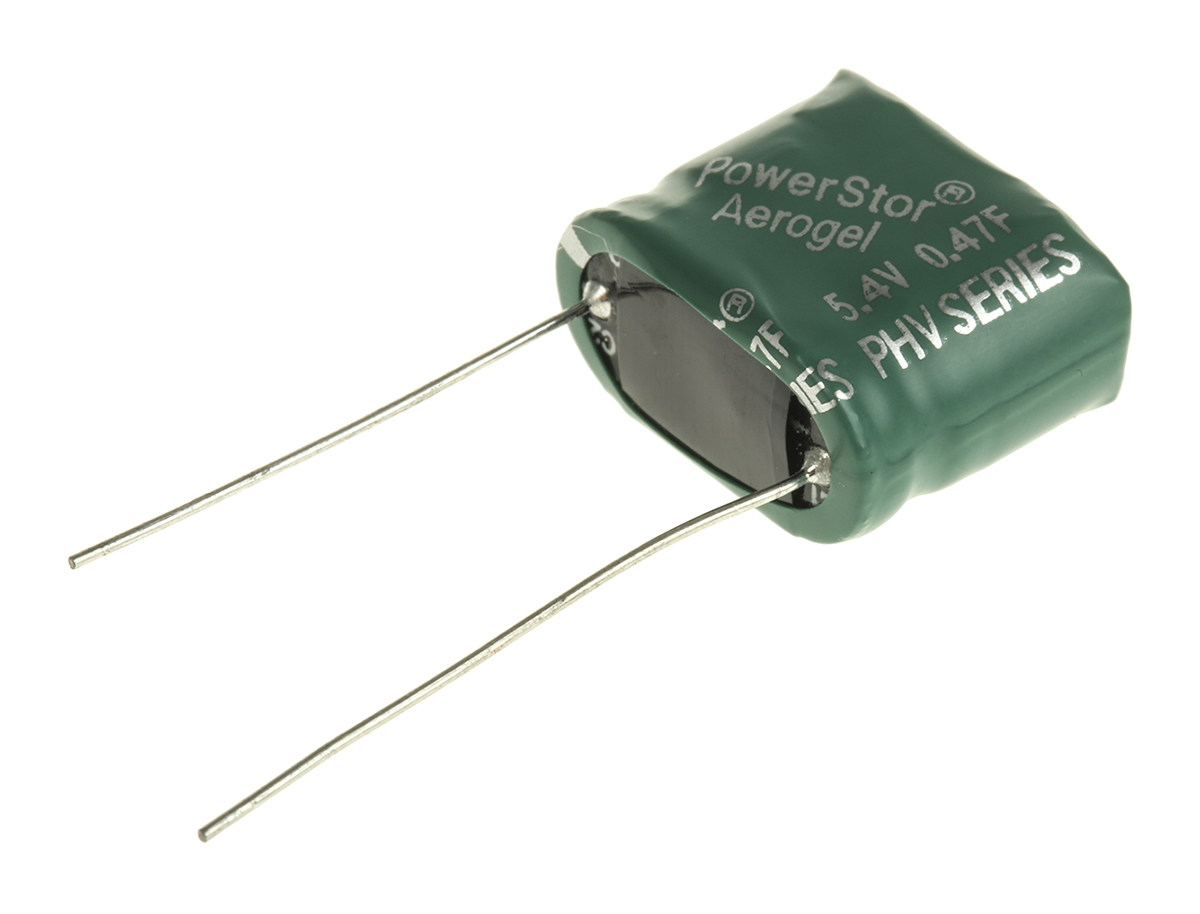 Eaton 0.47 F Supercapacitor -10 to 30 % Tolerance, Supercap PHV 5.4V dc, Through Hole