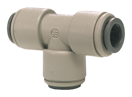 John Guest Plastic Pipe Fitting, Tee 1/4 in Push Fit Equal Tee Metric 1/4 in