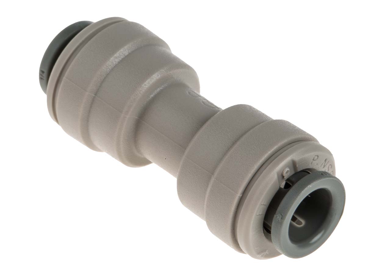 John Guest Plastic Pipe Fitting, Straight 1/4 in Push Fit Connector 1/4 in