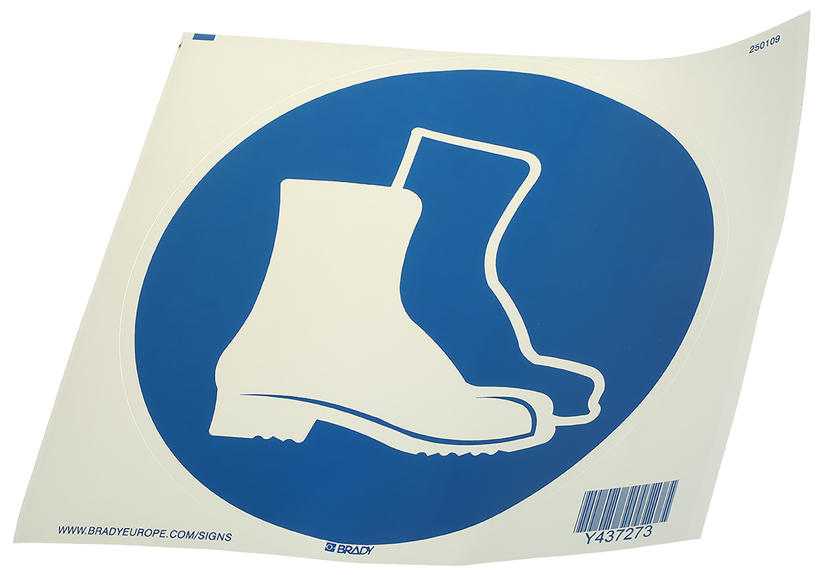 Brady Polyethylene Terephthalate Mandatory Sign Foot Protection Must Be Worn Sign