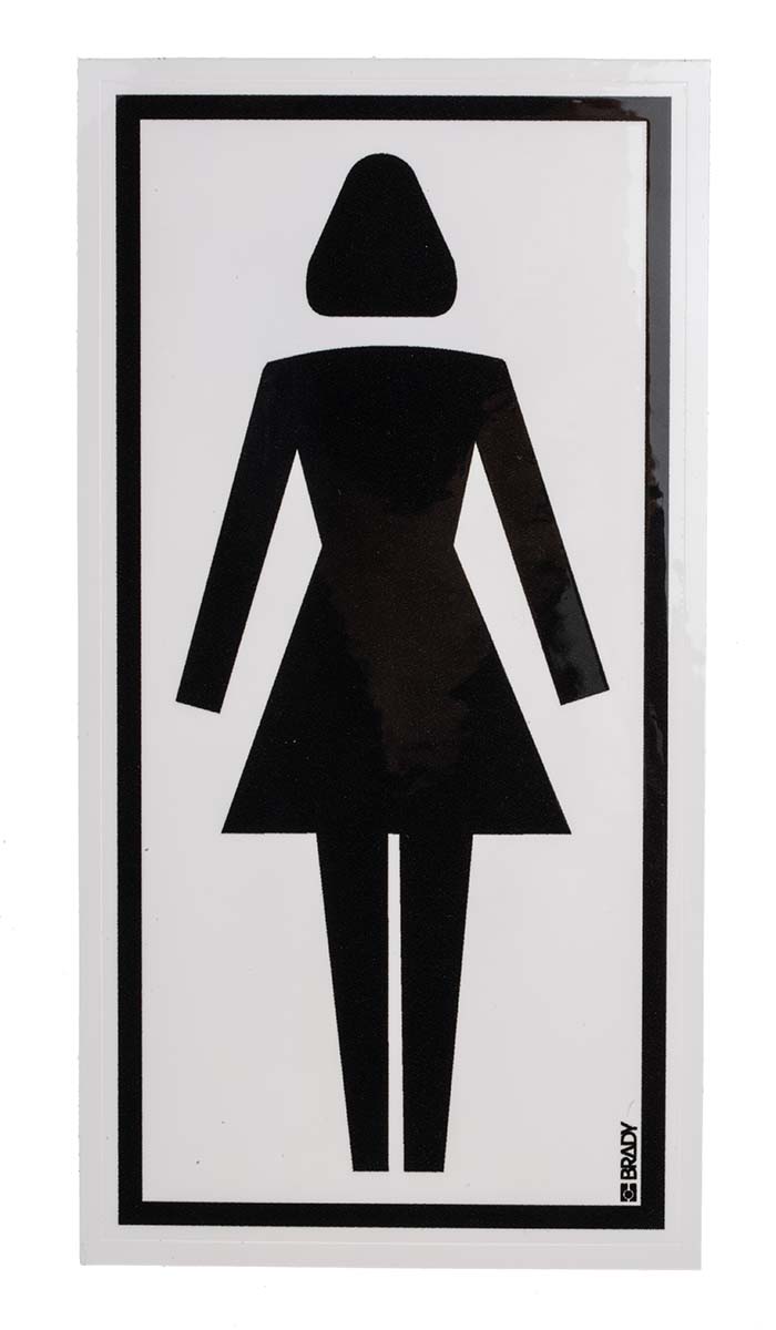 Brady Polyethylene Terephthalate Yellow, Black Location Sign Female Pictogram Only