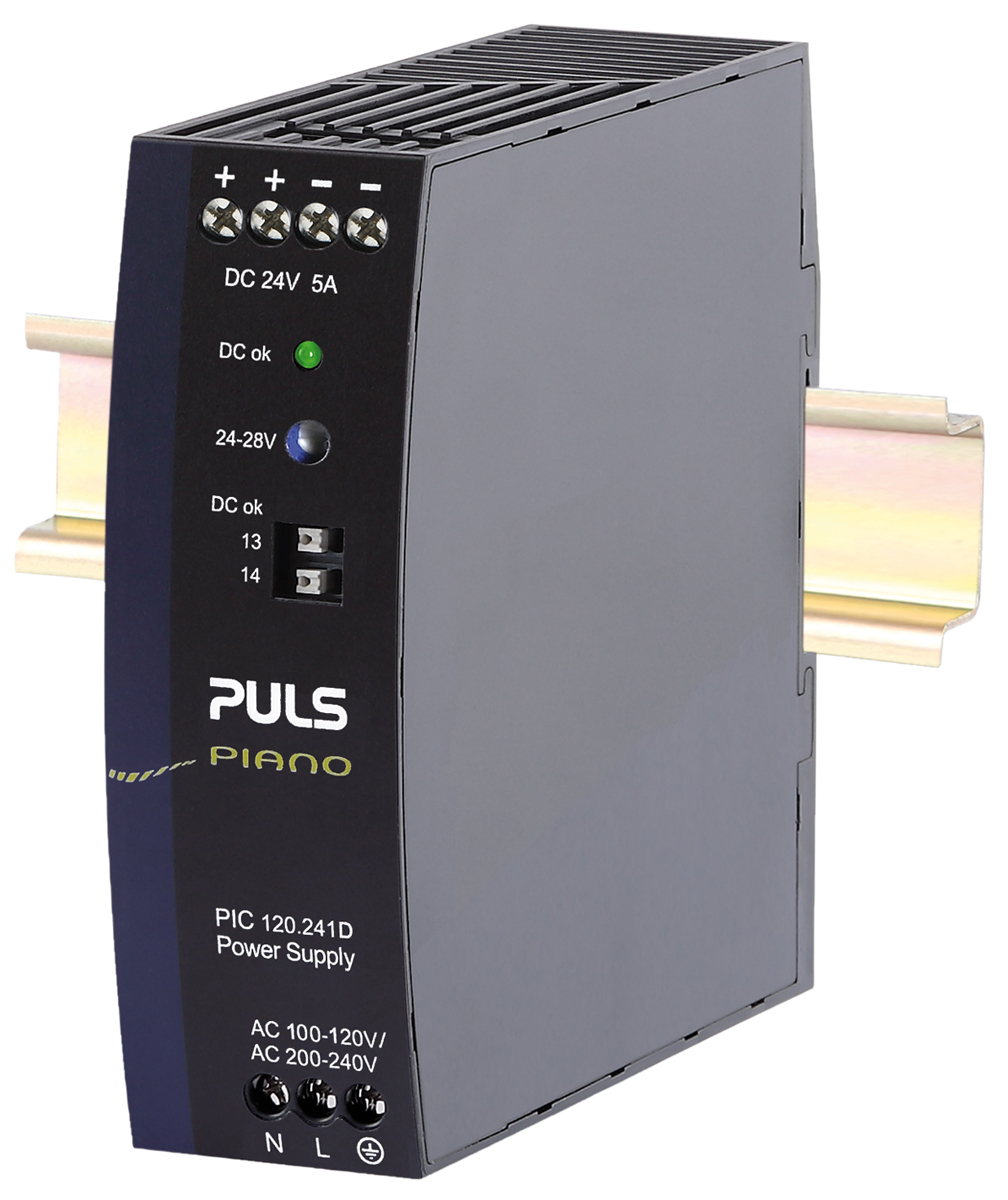 PULS PIANO Switched Mode DIN Rail Power Supply 230V ac AC Input 28V dc, 5 A Output DC 120 W