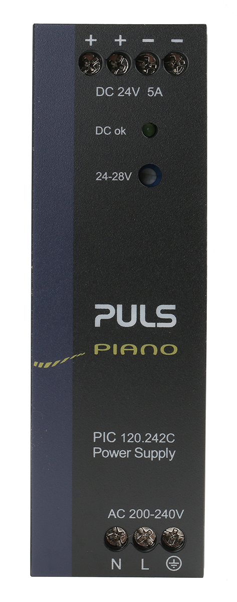 PULS PIANO Switched Mode DIN Rail Power Supply 230V ac AC Input 28V dc, 5 A Output DC 120 W