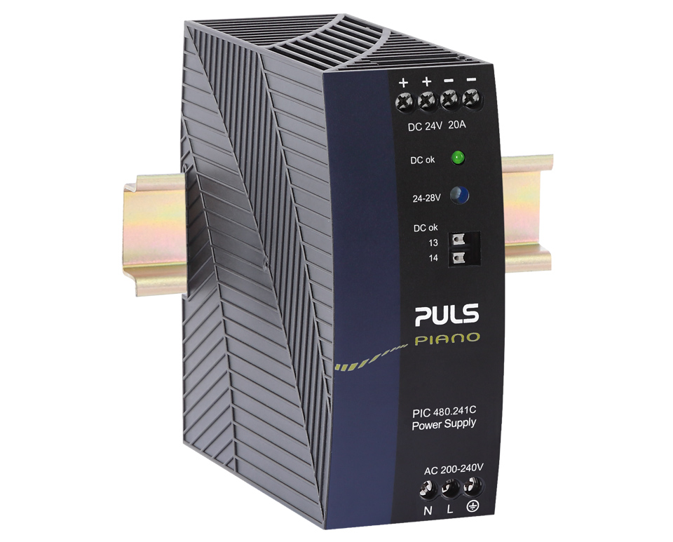 PULS PIC480 DIN Rail DIN Rail Power Supply 240V ac AC/DC Input 24V, 20 A Output DC 480 W