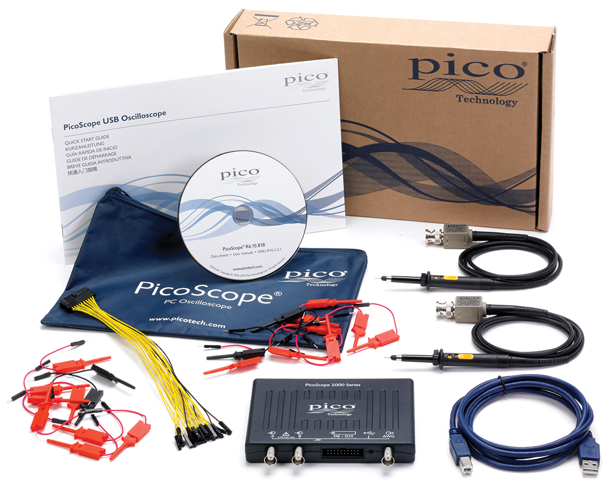 picoscope-2208b-mso Pico Technology PicoScope 2000 Series, 100 MHz PC Based Oscilloscope 16-Channel