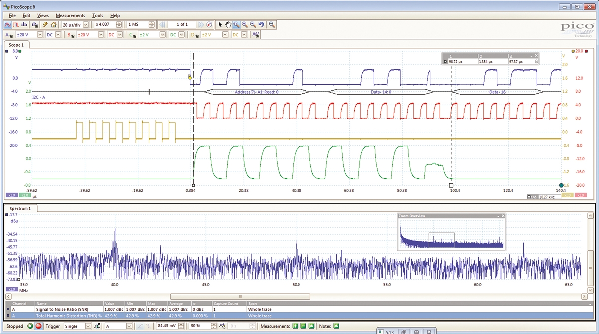 picoscope-3206d-mso Pico Technology PicoScope 3000 Series, 200 MHz PC Based Oscilloscope 16-Channel