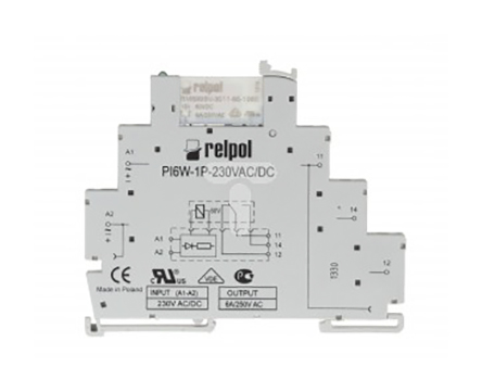 Relpol PIR6W Series Interface Relay, DIN Rail, 230V ac Coil, SPDT, 6A