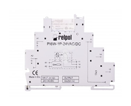 Relpol PIR6W Series Interface Relay, DIN Rail, 24V ac/dc Coil, SPDT, 6A