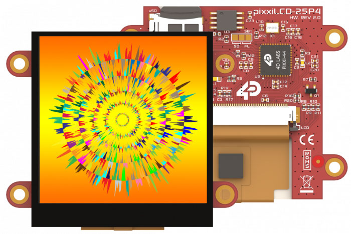4D Systems pixxiLCD-25P4-CTP LCD Colour Display Touch Screen, 63.5 mm, 240 x 240 pixel