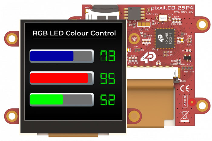 4D Systems pixxiLCD-25P4 LCD Colour Display, 63.5 mm, 240 x 240 pixel