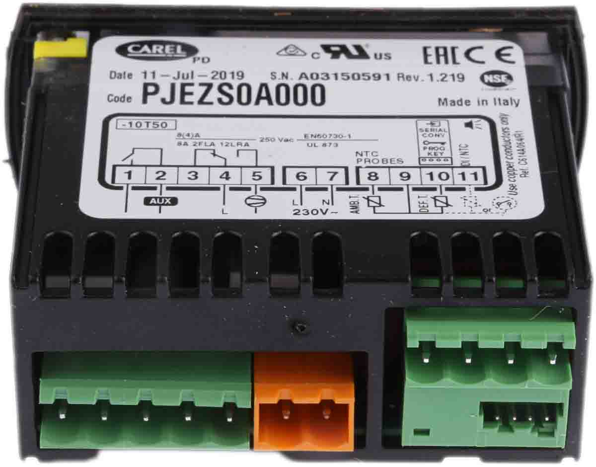 pjezs0a000 Carel PJ Easy Panel On-Off Temperature Controller 3 Input, 3 Output Relay 230V ac On-Off