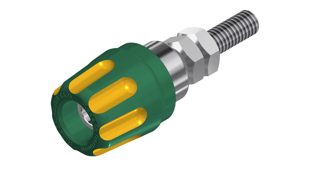 Hirschmann Test & Measurement, Green, Yellow 16A Binding Post With Brass Contacts and Nickel Plated
