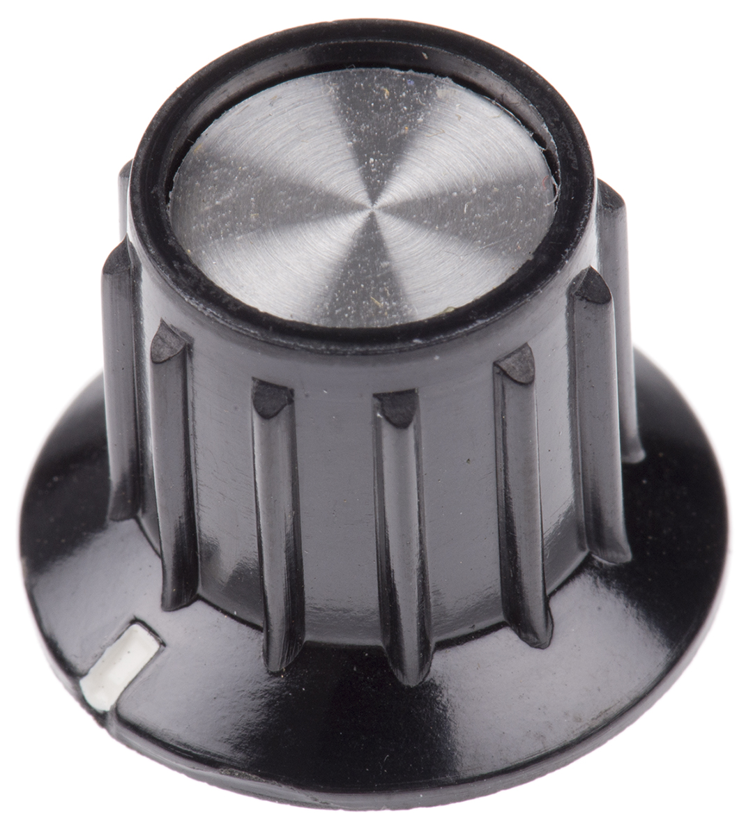 TE Connectivity 20.2 mm Knob Diameter Black Potentiometer Knob for 6.35 mm Shaft Circular, PKA50B1/4