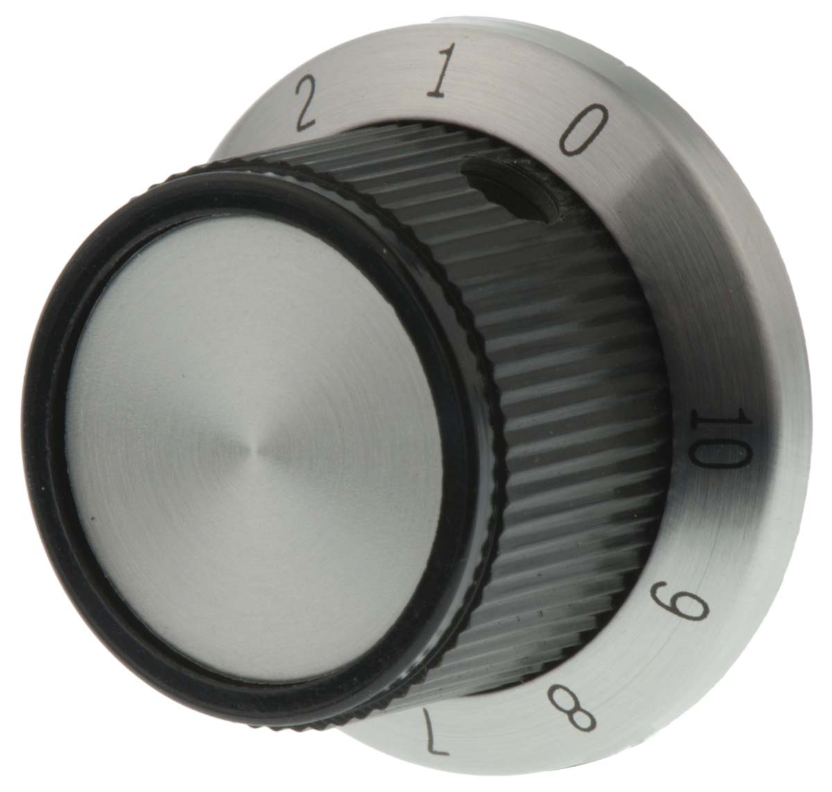 TE Connectivity 25.9 mm Knob Diameter Black Potentiometer Knob for 6.35 mm Shaft Circular, PKD70B101/4