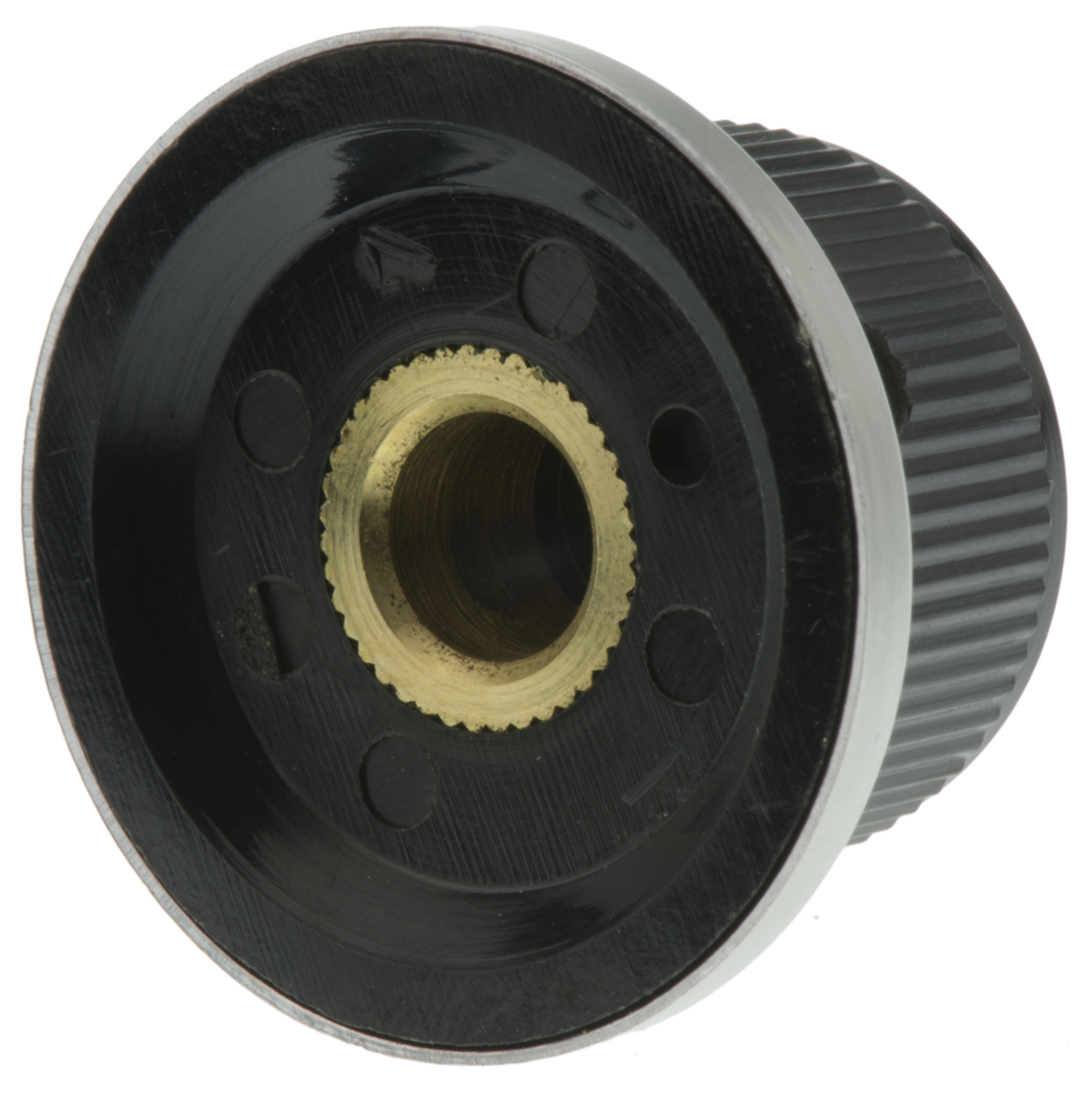pkd70b1014 TE Connectivity 25.9 mm Knob Diameter Black Potentiometer Knob for 6.35 mm Shaft Circular, PKD70B101/4